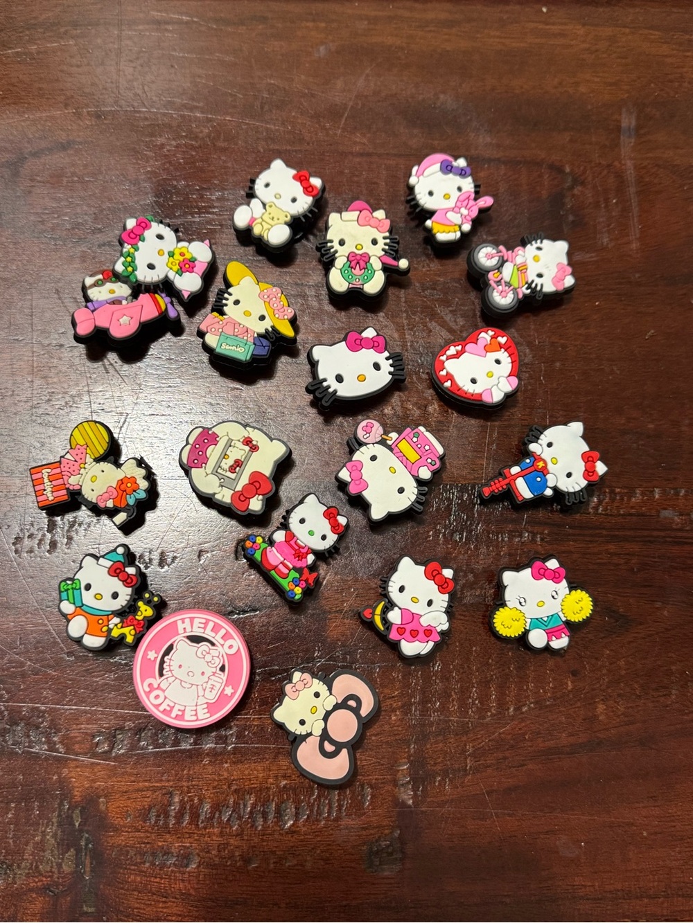 Hello Kitty Pink and White Character Shoe Charms Jibbitz for crocs or bag 19 pcs